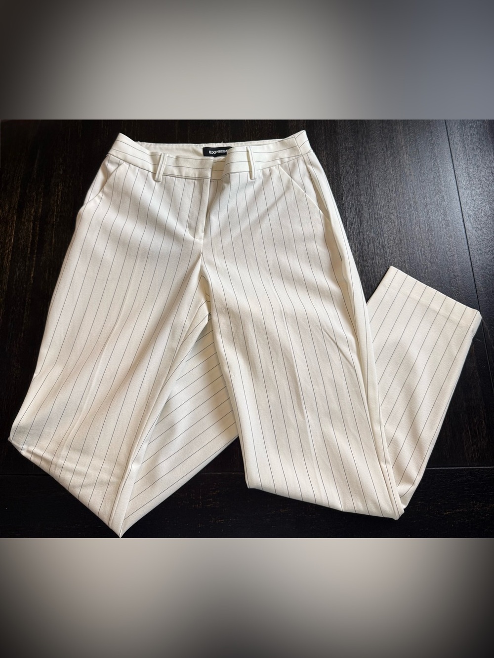 Express White Pinstripe Ankle Pants